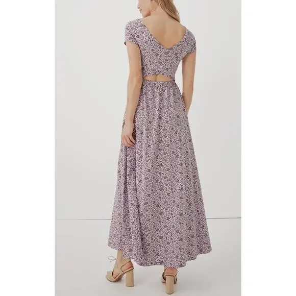 Pact Fit & Flare Crossback Maxi Dress Small Organic Cotton Pockets Prairiecore - Picture 2 of 12